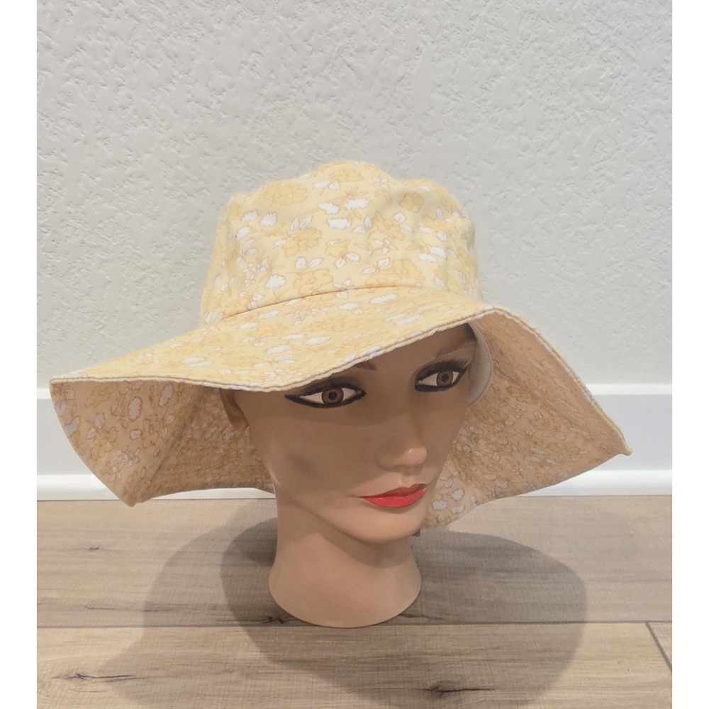 Madewell Floral Packable Bucket SunHat Cotton Linen Blend Women M/L Yellow NWT!